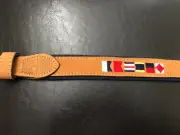 Zep-Pro Embroidered Brown/Blue Leather Canvas Belt International Boat Flags NEW