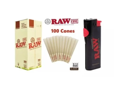 raw organic 1 1/4 size pre rolled cone +RAW PHOENIX ULTIMATE SMOKERS LIGHTER