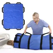 Elderly Assistance 120*100cm Blue Positioning Bed Pad: With Handles, Belts, and Washable Incontinence Mattress for Patient Lifts