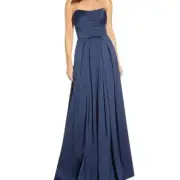 Aidan BY Aidan Mattox Womens Blue Pleated Strapless Gown Dress Size 2