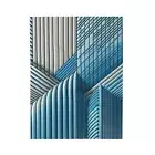 Modern Blue Abstract Velveteen Blanket, Modern Geometric Lines Throw Blanket Art