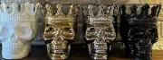 THOMPSON FERRIER 4-pc MONTE-CRISTO CANDLE SKULL SET. NEW YORK CITY, COMPLETE.