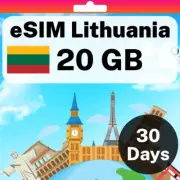 eSIM Lithuania - 20 GB - 30 Days - Travel eSIM | QR code activation