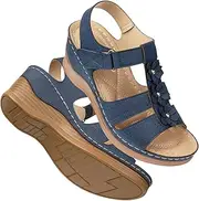 [TEMOFON] Womens Sandals Wedge Platform: Summer Ankle Strap Open Toe Wedge - Dressy Sandals Women - Comfortable Walking Low Sandal