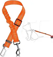 1 Pcs Dog Car Seat Belt, Adjustable Pet Car Seatbelt, Comfortable Padded Handle and Reflective Thread for Car Dog Seatbelt Car Restraint Pet Accessories for Dogs(Orange)