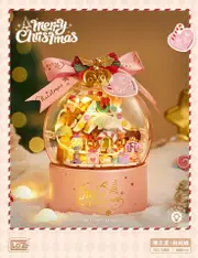 LOZ Christmas Candy House Light Up Snow Globe (486pcs) Mini Building Bricks LOZ1305