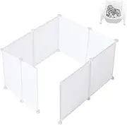 Pet Litter Box Enclosure Splash Guard,DIY Extra Large Cat Litter Box Shields for Open Top Litter Pan.Small Animal Pen for Hamsters, Guinea Pig，etc. (White 8PCS, Large)