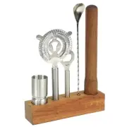 Muddler Cocktails Set - 6-Piece Bartender Kit (Jigger, Bar Spoon, Opener, Str...