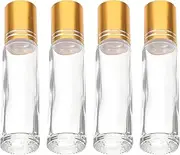 TOGEVAL 4Pcs Essential Oil Roller Bottles Glass Dispenser for Aromatherapy Travel the Go Use Leak Design for Perfumes and Liquid Storage