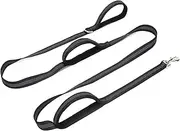 8 ft Three Handle Dog Leash, Strong Nylon Reflective Triple Handle Dog Lead, 3 Traffic Handle Leash for Medium Large Dogs Walking Control Safety Training (Black)