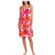 $130 Natori Poppy 40" Slip Nightie Sleep | Womens Sz L, Pink Floral, NEW
