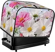 pink and white Flowers Toaster Cover 2 Slice Bread Machine Covers Waterproof Universal Size Kitchen Small Appliance Cover with Hang Loop, Dust and Fingerprint Protection