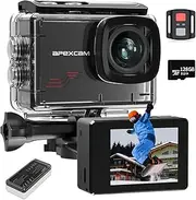 Apexcam M80 4K 60FPS 48MP Action Cam with 128GB WiFi Card 40M Ultra HD Underwater Camera Waterproof Sports Camera 8X Zoom Preview Wide Angle with 2 x 1350 Battery Kit Accessories
