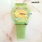 SWATCH 手錶 錶帶 矽膠 透明 綠色 CLEAR 日本直送 二手
