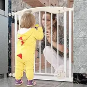Baby Safety Gate Auto Close Extra Tall Durable Dog Gate with Door, Easy Walk-Thru Child Gate for The House Stairs Doorways Hallways, Customizable (Color : White, Size : 91cm-98cm)