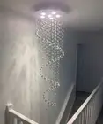 Elegant Spiral Crystal Chandelier Lighting Clear K9 Crystal Raindrop LED Ceil...