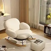JUMEIYP Modern Accent Recliner Rocking Chair - Flannelette Upholstered Glider with Thick Cushion & Headrest, 330lbs Capacity, Easy Assembly for Living Room, Nursery, Bedroom (Brown)