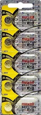 395 MAXELL WATCH BATTERIES SR927SW (5 pieces) New packaging Authorized Seller