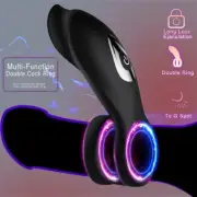 9 Modes Vibrating Cock Ring USB Remote Control Penis Ring Double Couples Sex Toy