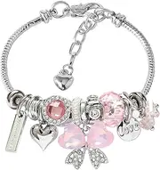 Charm Bracelets for girls,exquisite cute cartoon friendship Silver bracelets Stainless Steel Bangle with birthday Gift box, Adjustable girls jewelry Suitable for holiday gifts, Adjustable,