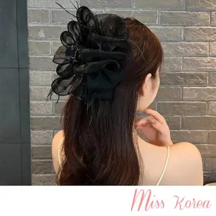 【MISS KOREA】高級感浪漫大花朵羽毛泡泡紗造型抓夾 馬尾夾 盤髮夾(花朵抓夾 羽毛抓夾 泡泡紗抓夾)