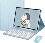 [Empty room] Keyboard Case with Pen Holder for Galaxy Tab S9 FE/S9/S8/Tab S7 (11 Inch), Detachable Keyboard Case and Bluetooth Mouse for 11" Galaxy Tab S7/S8/S9, Blue