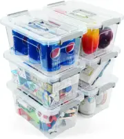 Plastic Storage Bins with Lids,6 Pack Storage Organizer Bins,7 Quart Stackable S