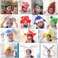 在飛比找Yahoo!奇摩拍賣優惠-搞怪頭套 可愛帽子 日本可愛毛絨 恐龍頭套 老鼠頭套 青蛙頭