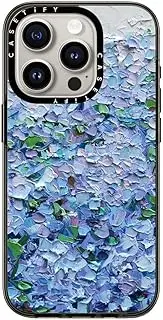 CASETiFY Compact iPhone 15 Pro Case [4 ft. 2X Military Grade Drop Protection/Slim/Lightweight] - Nantucket Blue Hydrangeas - Clear Black