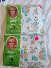 DAN RIVER Multi Color Rose Flat & Fitted Sheet Set Vintage Dantrel Double