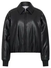 Henne Iliad Vegan Leather Black Bomber Jacket | TheUNDONE