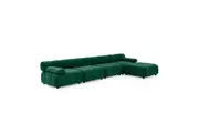 Foret 5 Seater Sofa Modular Arm Ottoman Tufted Velvet Lounge Couch Chaise Green