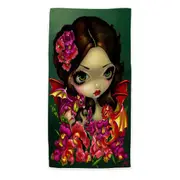 Snapdragon Flowers Fairy and Her Dragonlings Microfiber Beach Towel