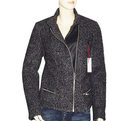 MAISON SCOTCH Veste blouson lainage femme UNLINED BOUCLE SHORT gris chiné