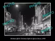 OLD LARGE HISTORIC PHOTO OF BRISBANE QLD XMAS TIME QUEEN St IN THE CITY c1958