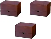 Set of 3 Genji Bento Boxes, Matt Natural Brown Inner Black Painted [Shokado]