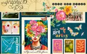 SPECIAL 8-PACK Graphic45 LET'S GET ARTSY 8x8 PAPERS scrapbooking