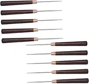 SMASOLO 10Pcs Wooden Handle Awl Tools for DIY Craft Durable Sewing Awls for Shoe Repair Handheld Prickers for Tents Backpacks More