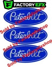 3 Custom Blue SS Peterbilt 359 Grille Hood Emblem Decal Triaxle Custom logos