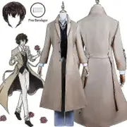 Anime Dazai Osamu Cosplay Costume Bungo Stray Dogs Cosplay Long Jacket Coat Dazai Osamu Wig Halloween Christmas Costume Z wig only L