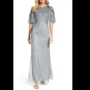 Adrianna Papell embroidered capelet gown