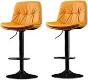 2 Pcs Bar Stools Kitchen Bar Stool Leather Barstools Swivel Gas Lift Counter Chairs BS8406 Orange