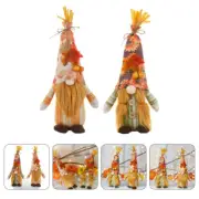 2 Pcs Gnome Thanksgiving Gnomes Shopping Mall Decoration Doll Ornament