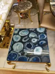 24" Square Unique Agate Stone Coffee and Dining Table for Office Meeting Desk