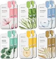Mediheal Sheet Mask New Essential HERO 12 pack (Collagen, Tea Tree, Placenta, Madecassoside, Vita, Watermide)| Korean Skincare Facial Sheet Mask Combo, Moisturizing, Soothing and for Blemishes