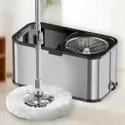 Square Mop and Bucket with Wringer Set, Stainless Steel 360° Spining Mop for ...