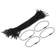 Polyester Rope Hang Tag String Snap Lock 190mm,0.6mm 100 Pcs,Black