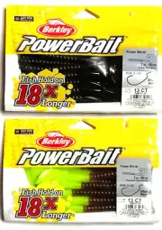 Berkley PowerBait 7" Power Worm Green Pumpkin 13ct and Pumpkin Chartreuse 13ct