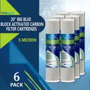 6 pcs Big Blue CTO Carbon Block Water Filters 4.5" x 20" Whole House Cartridges