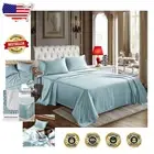 Luxurious Satin King Size Bed Sheets - 4 Piece Light Blue Set for Elegant Sleep